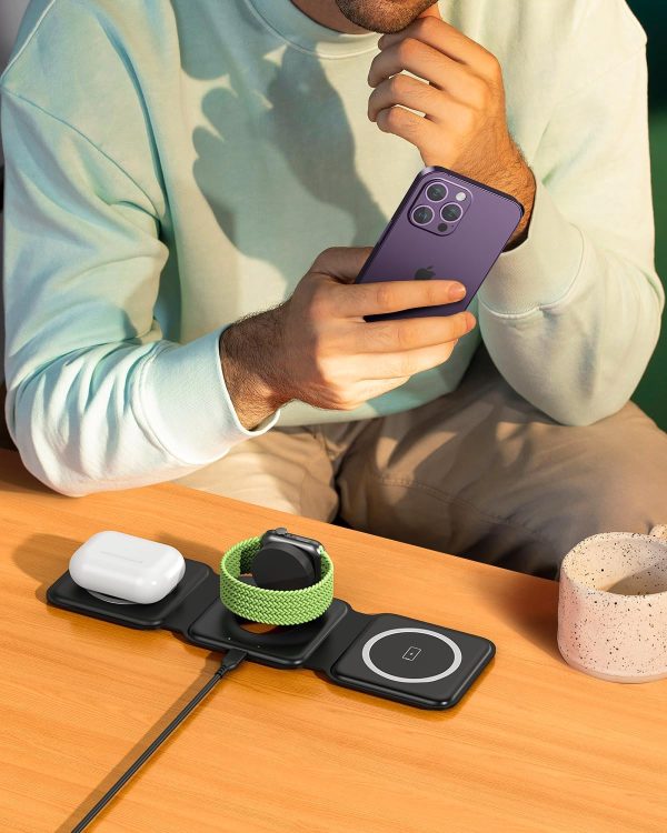 3-in-1 Foldable Charger: Fast Magnetic Pad for iPhone, Watch, AirPods - Trusticart Store