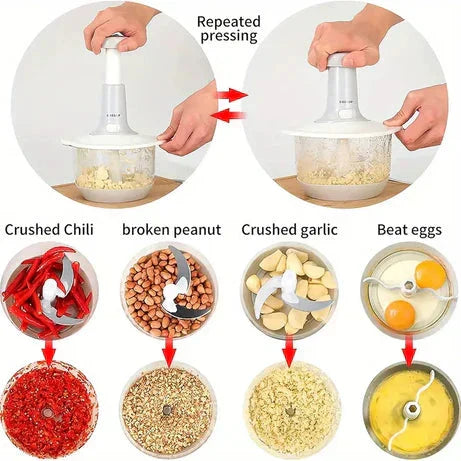Manual Hand Push Chopper Meat Grinder, Grater, litter- 1.5 Liter with Extra three Blade - Trusticart Store