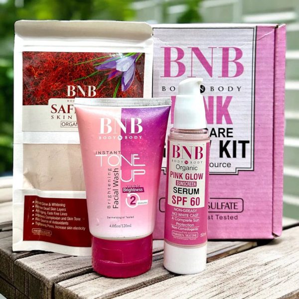 BNB Pink Glow Kit – Radiant Skin Trio: Facewash, Saffron Mask & Sunscreen - Trusticart Store