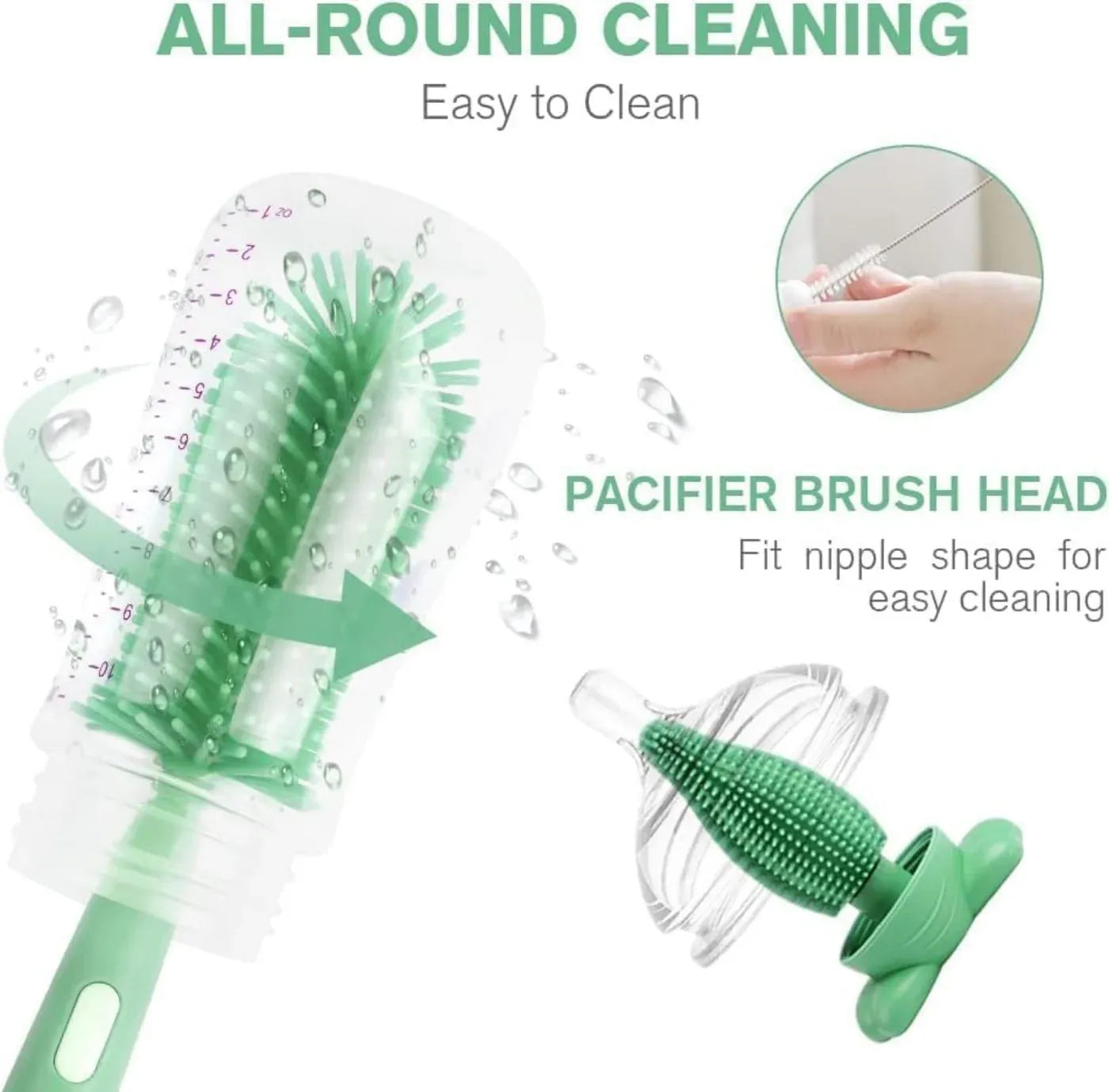 3-in-1 Silicone Baby Bottle Cleaning Brush Set – Bottle, Straw & Pacifier Scrubber