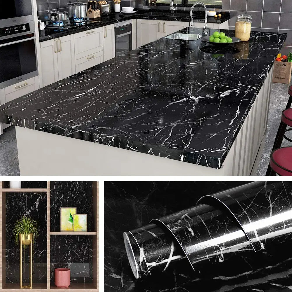 Black Imitation Marble Tile Sheet Size 60x200cm Buy 2 Get One Free - Trusticart Store