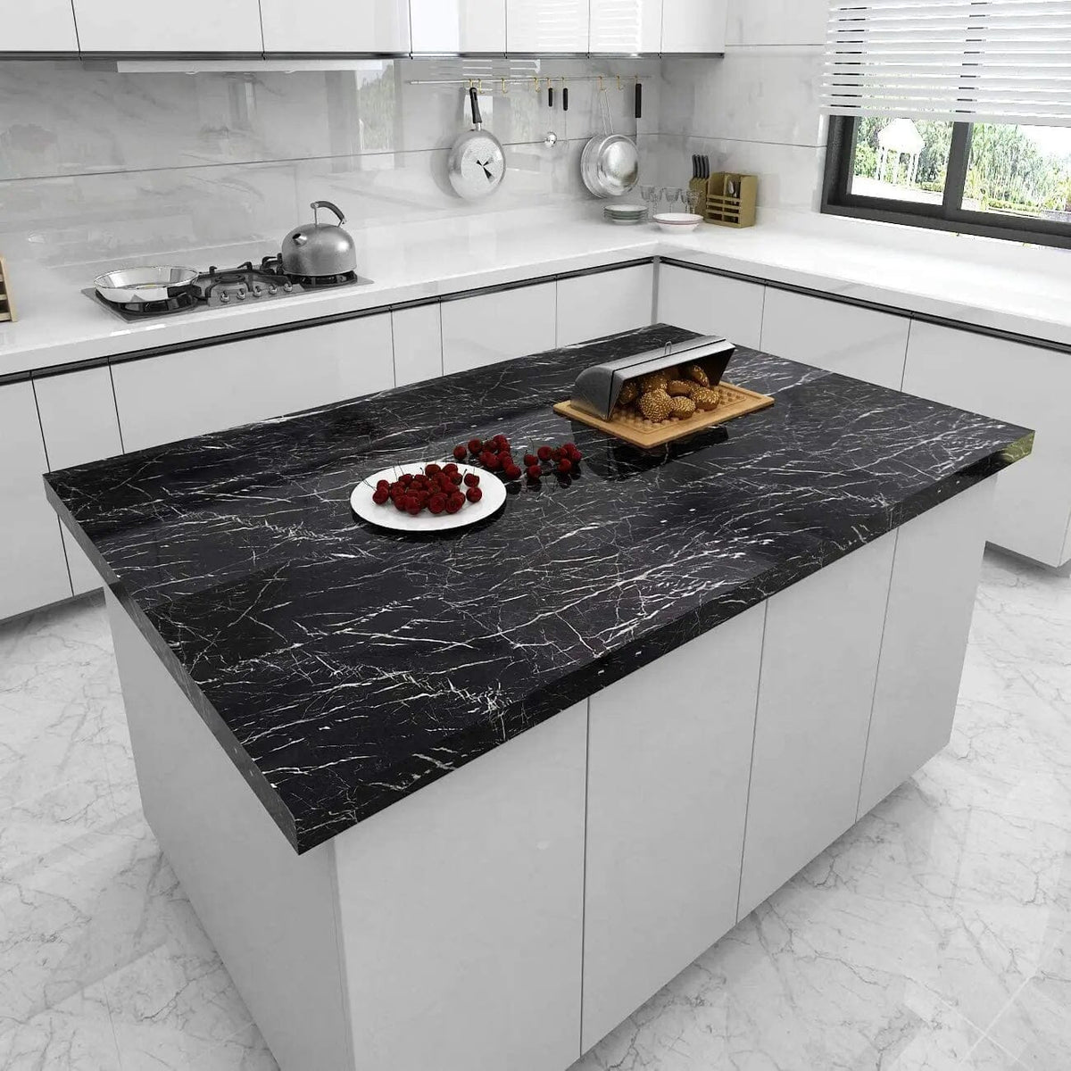 Black Imitation Marble Tile Sheet Size 60x200cm Buy 2 Get One Free - SynoMin Online Store